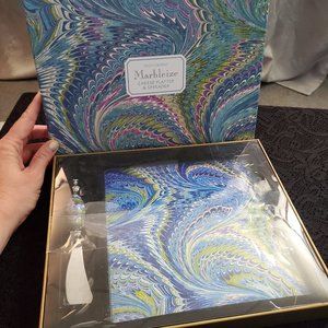 Two's Company Marbleize cheese platter & spreader